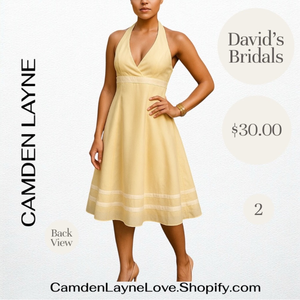 David's Bridal Gold Halter Backless Sundress